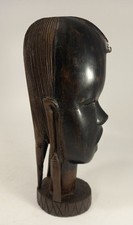 Hand Carved Ebony Wood African Tribal Head Bust Figure Small Excellent Cond