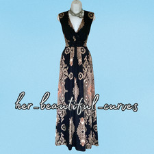 MONSOON PAISLEY & HERITAGE PRINT JERSEY MAXI PARTY DRESS SIZE 16