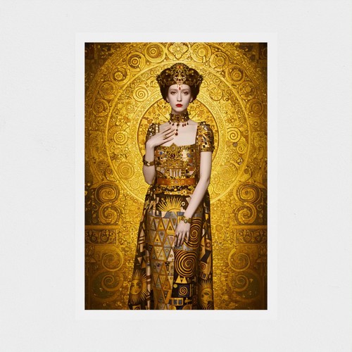Gold art nouveau print - art,