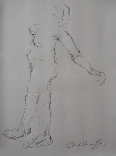 Female nude pencil drawing - nude, of