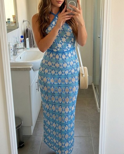 Zara long blue - blue, crochet