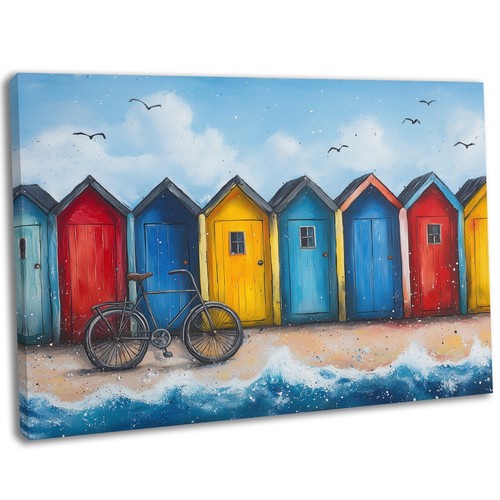 Colourful beach huts canvas - colourful,