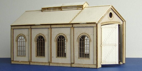Single track engine shed with - track,