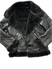 Women’s PLT black faux fur leather aviator jacket superb xxs size 4 - Unworn