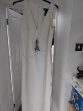 Natalie Chaize White Belted  Long Dress Size 38 