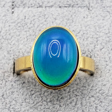 Gold Plated Mood Stone Ring Oval EmotionmColor Change For Women & Men Size 9