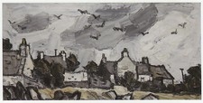 Crows over Llanddona Kyffin Williams Wales print in 11 x 14 inch mount SUPERB