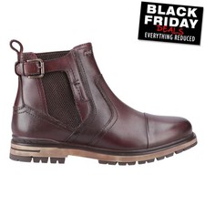 Pod Apollo Mens Classic Casual Fashion Leather Chelsea Boots Burgundy