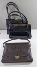Vintage Leather Handbag Brown Black clip top 1950's/60's  JOB Lot 3