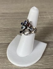 SHANKARI 925 Sterling silver quartz, topaz and lolite gemstone ring size 6.5