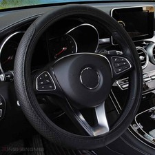Black PU Leather Car Steering Wheel Cover Anti-slip Protector Trim Accessories