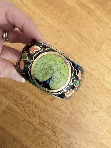 Vintage wide enamel brass