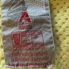 Waffle Blanket Monsanto Throw Yellow Vintage Scottish 72” x 100” USED