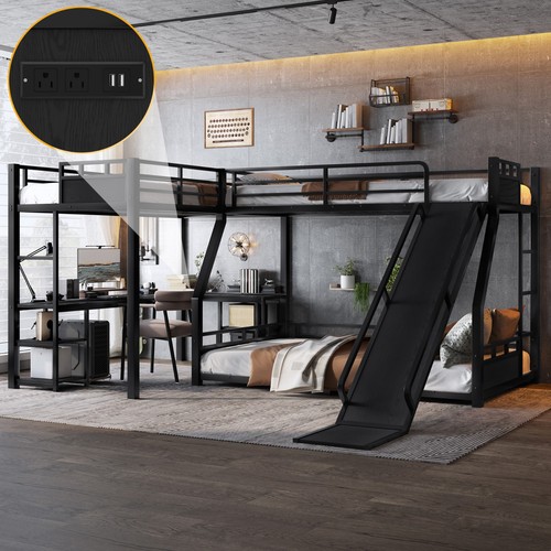 Shaped metal bunk bed - metal, (top