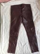 ASOS burgundy real soft leather skinny biker trousers UK 12 14