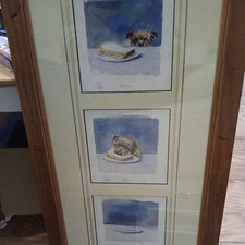 Large Mick Cawston Signed Ltd Edition Orig Print Framed Dog Puppy Terrier Art