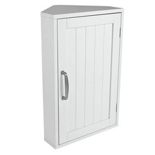 Bathroom Storage Tongue & Groove Corner Cabinet - White