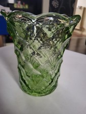 Vintage Pressed Green Glass