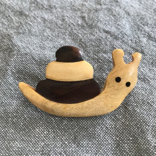 Cute wooden snail - wooden, pin