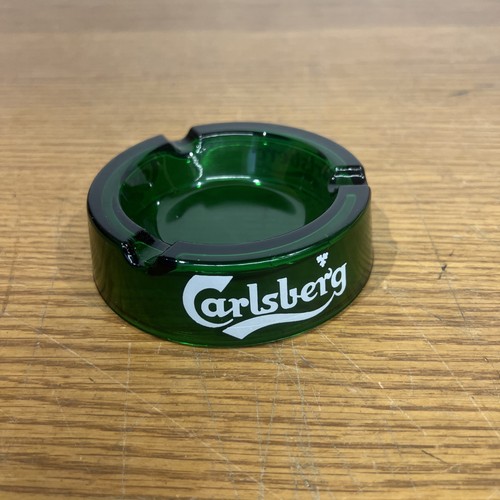 Carlsberg green glass - ash, tray
