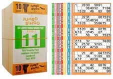 300 10 PAGE GAMES JUMBO BINGO TICKETS 6 TO VIEW JUMBO BINGO BOOKS 50 STRIPS OF 6