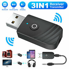 3in1 USB Bluetooth 5.0 Audio Transmitter Receiver Adapter For TV PC Car AUX F5K6