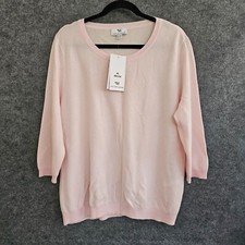 Peter Hahn Womens Jumper Size 22 Baby Pink Round Neck Supima Cotton Pullover New