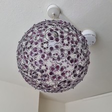 Next Purple Large  Metallic Crystal Bead Sphere Ceiling Pendant Bulb Shade 