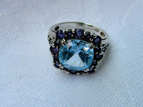 Ring blue topaz tourmaline - ring,