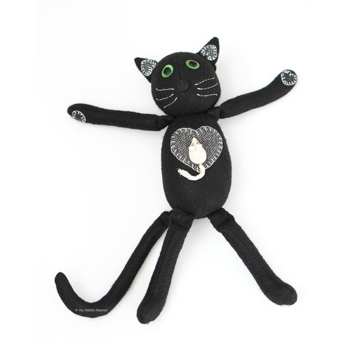 Black cat doll - black, toy