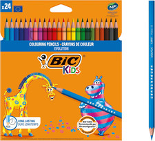 BIC Kids Evolution Coloured Pencils, Vivid Colouring Pencils, 24 Pack