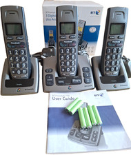 BT Freestyle 750 Cordless Triple Pack Including Answer Phone, Big Button 