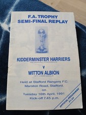 Kidderminster Harriers v Witton Albion Fa Trophy Semi final season 1990-1991