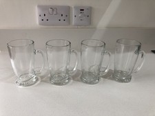 Set of 4 Vintage Half Pint Handled Beer Stein Glasses