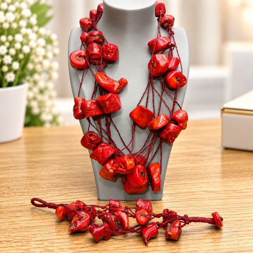 Natural red bamboo - natural, coral