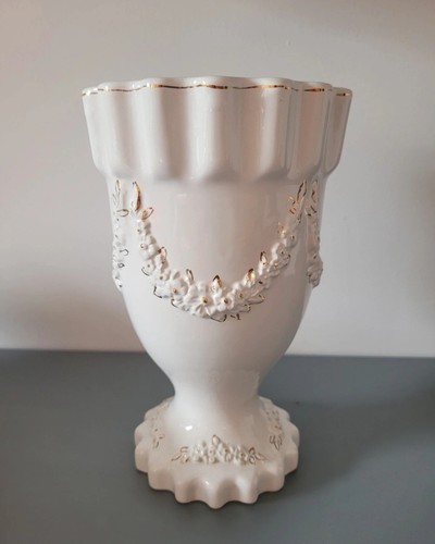 Vintage white ceramic vase - vintage,