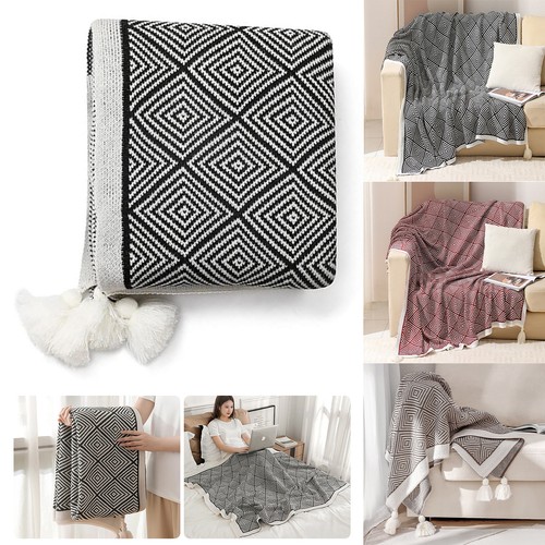 Cotton blanket travel ottoman