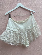 Vintage 1940s 1950s white knickers tap pants nylon with floral lace trim M/L