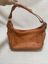TOD’S Pebbled Leather Handbag Orange Shoulder Bag Zip Fastening