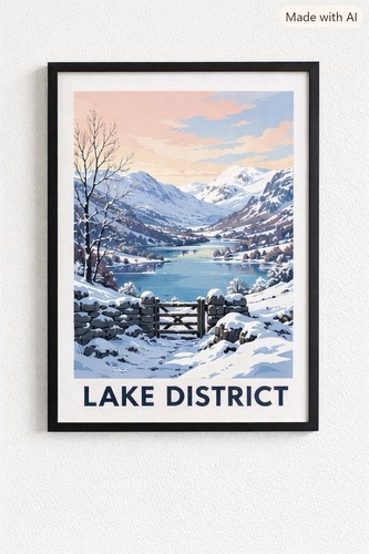 Lake district print framed - lake,