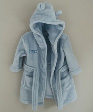 Boys Fleece Dressing Bear Ear Gown Bathrobe Personalised With Name One 6-12 Mth