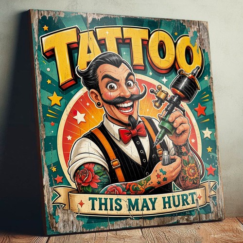 Tattoo studio sign this may - sign,