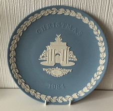 Wedgwood Solid Blue Jasper Christmas Plate 1984 Constitutional Hall  