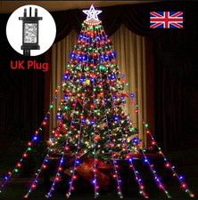 350LED White Waterfall Xmas Tree Lights with Topper Star Outdoor Xmas Decoration