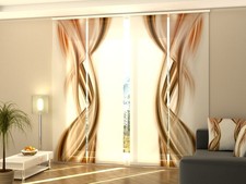 Sliding Panel Curtain for Room Separation, any sizes - Abstract Brown Waves