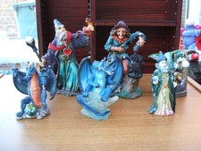 6 off Collectable Mythical & Fantasy Figurines - Wizards Dragons Witch
