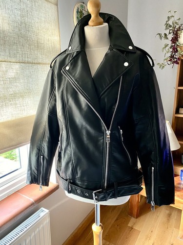 Zara black oversized faux - black,