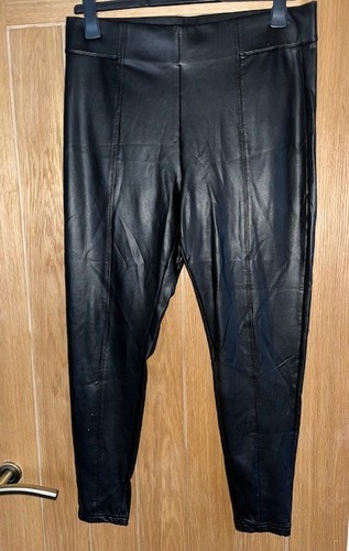 Black faux leather trousers - black, trousers-