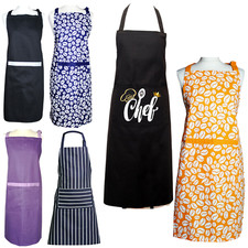Apron 100% Cotton Kitchen Cooking Catering Unisex Apron Dress Variety of Colours