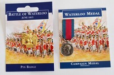 Napoleon Battle Of Waterloo Mini Medal & French Eagle Badge Set Napoleonic New